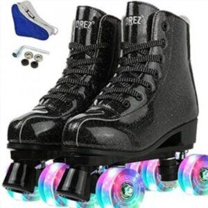 Women Roller Skates High-top Light-Up Four-Wheels w/Safety Accessories Size 8
